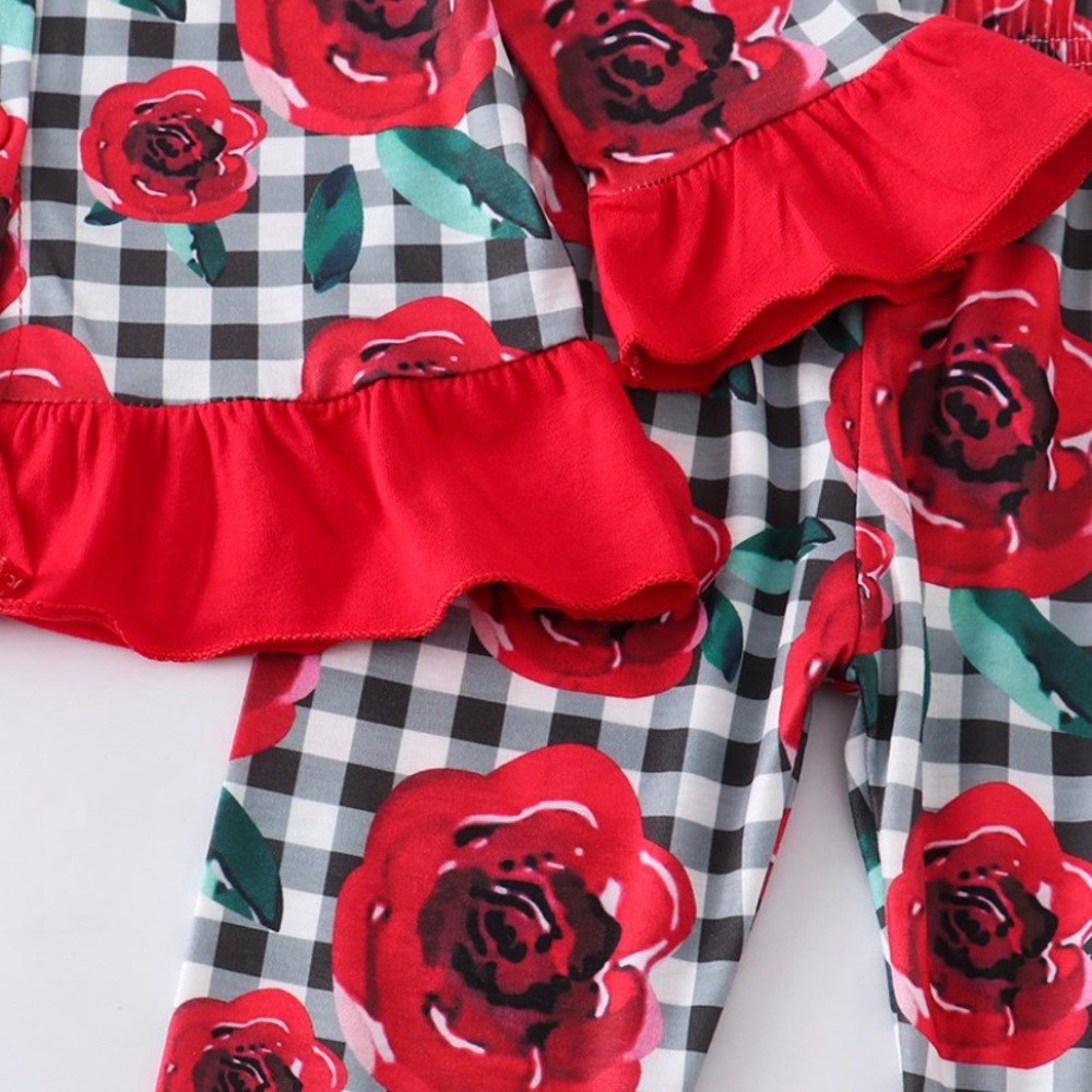 Basic Checkerboard Rose Pajama Set - Picture 3 of 4